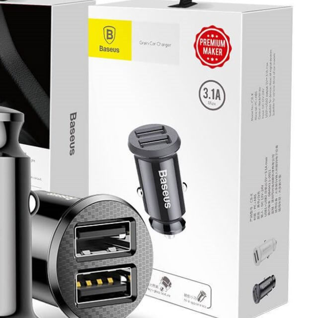 Chargeur USB allume-cigare voiture avec 2 sorties de charge rapide pour smartphone