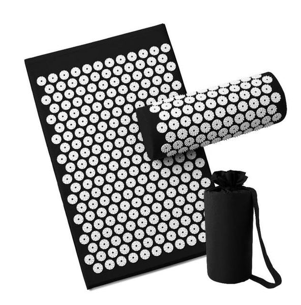 Kit tapis d'acupression pour soulager le mal de dos et de la nuque contenant un tapis d'acupression avec un oreiller et une sacoche