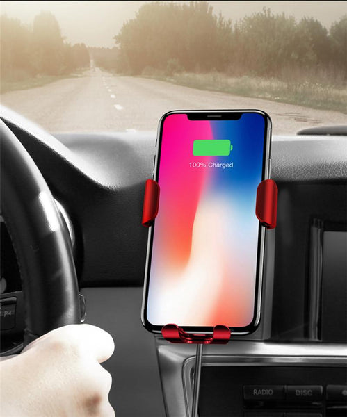 Chargeur sans-fil  à induction Qi pour smartphone en voiture compatible iPhone Samsung et Android