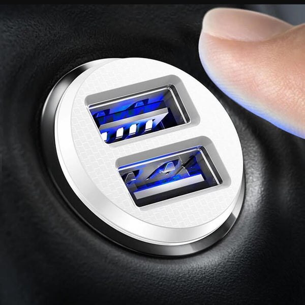 Chargeur USB allume-cigare voiture avec 2 sorties de charge rapide pour smartphone