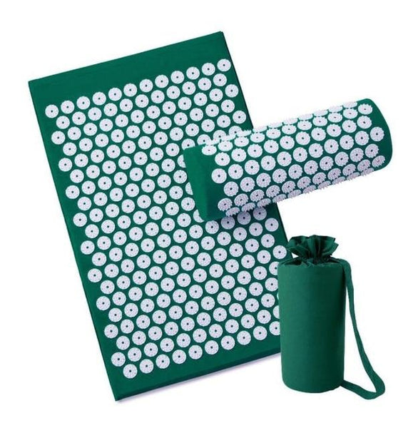 Kit tapis d'acupression pour soulager le mal de dos et de la nuque contenant un tapis d'acupression avec un oreiller et une sacoche