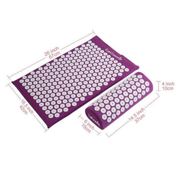 Kit tapis d'acupression pour soulager le mal de dos et de la nuque contenant un tapis d'acupression avec un oreiller et une sacoche