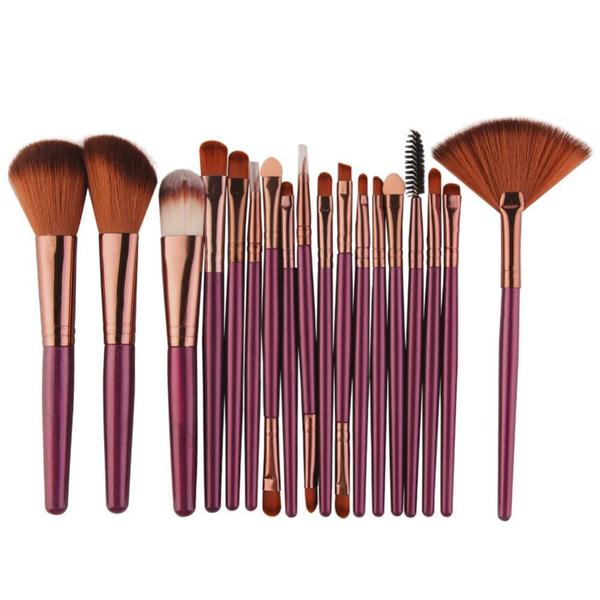 Pinceaux de maquillage kit 18 pièces pour fond de teint, blush, contouring et estompeurs