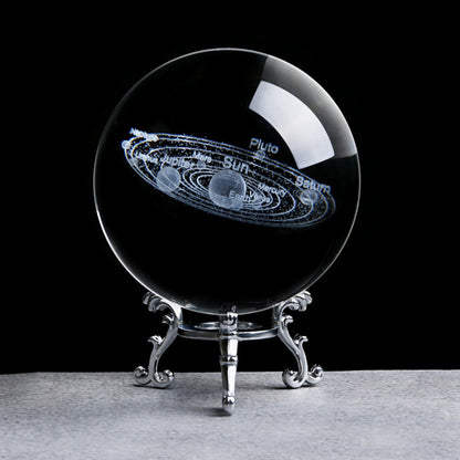 SolarHome™  : Le Système Solaire en 3D dans une Boule de Cristal, gravé au Laser