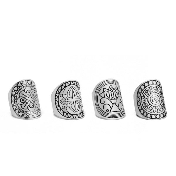 Lot de 4 bagues Argent Tendance Fashion Tibetain