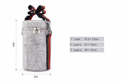 Sac isotherme pour lunch box  bento isotherme  chaud  compartimentée japonaise avec compartiments, couleur grise.