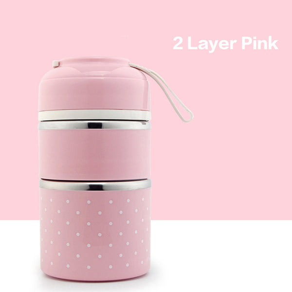lunch box  bento isotherme  chaud  compartimentée japonaise avec 3 compartiments et couleur rose.