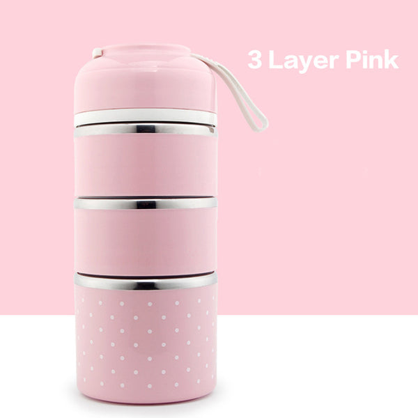 lunch box  bento isotherme  chaud  compartimentée japonaise avec 4 compartiments et couleur rose.