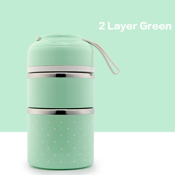 lunch box  bento isotherme  chaud  compartimentée japonaise avec 2 compartiments et couleur verte.