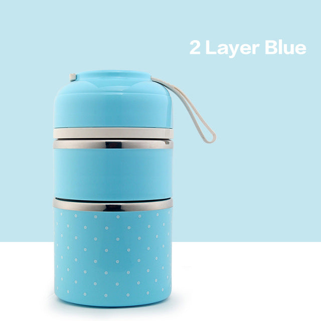 lunch box  bento isotherme  chaud  compartimentée japonaise avec 3 compartiments et couleur bleu.