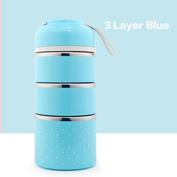 lunch box  bento isotherme  chaud  compartimentée japonaise avec 4 compartiments et couleur bleue.