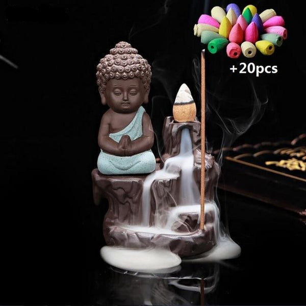 Porte-Encens Bouddha Zen Cascade en Céramique