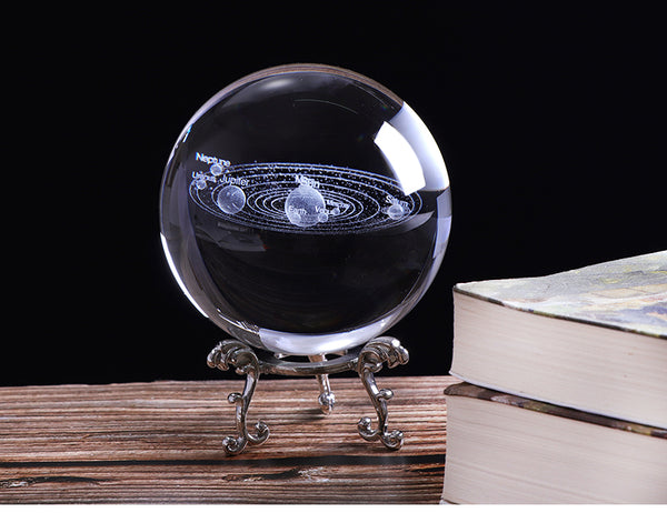 SolarHome™  : Le Système Solaire en 3D dans une Boule de Cristal, gravé au Laser