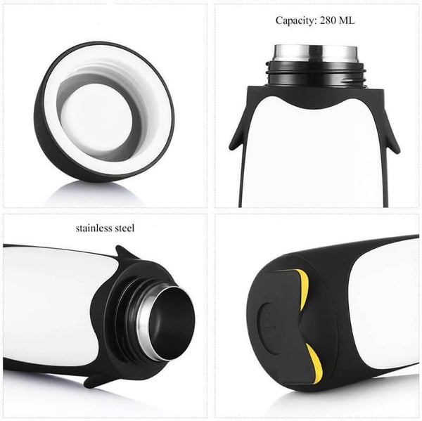 Mini Thermos Isotherme design Pingouin Manchot de 280ml en Acier Inoxydable
